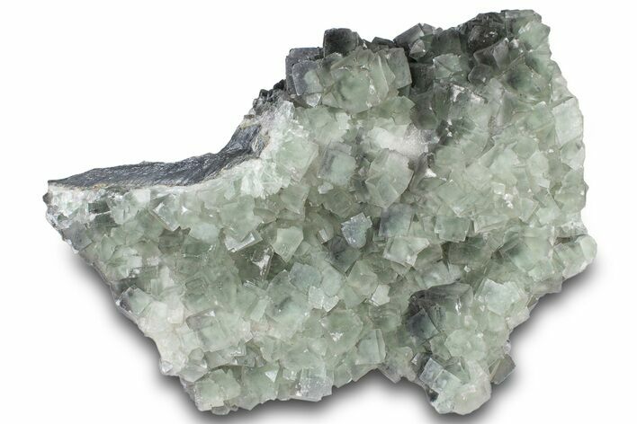 Green Cubic Fluorite Crystal Cluster on Druzy Quartz - China #323073